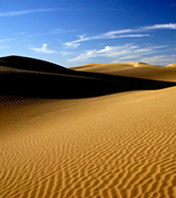 Sand dunes stretching off into the distance.